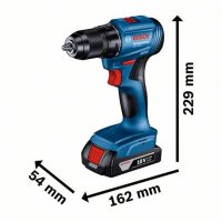 Bosch GSR185-li акумулаторен винтоверт 18V, 2 батерии, зарядно и куфар - 06019K3000, снимка 1 - Винтоверти - 38385855