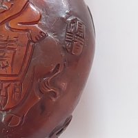 Старо китайско шишенце за емфие/червен кехлибар 18- 19век Cherry Amber Snuff Bottle , снимка 4 - Антикварни и старинни предмети - 40227487