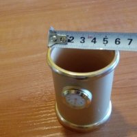 Метален златист моливник с часовник, снимка 6 - Други - 35471350