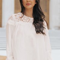 Дамска елегантна блуза с дълъг ръкав в бяло, снимка 4 - Блузи с дълъг ръкав и пуловери - 40523614