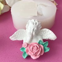 Ангел дете върху роза силиконов молд форма за декорация торта фондан шоколад гипс сапун, снимка 2 - Форми - 23826617