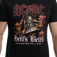 Нова мъжка тениска с дигитален печат на музикалната група AC/DC - HELL'S BELLS, снимка 2 - Тениски - 30162628