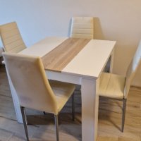 Кухненска маса + четири стола, снимка 1 - Маси - 42746323