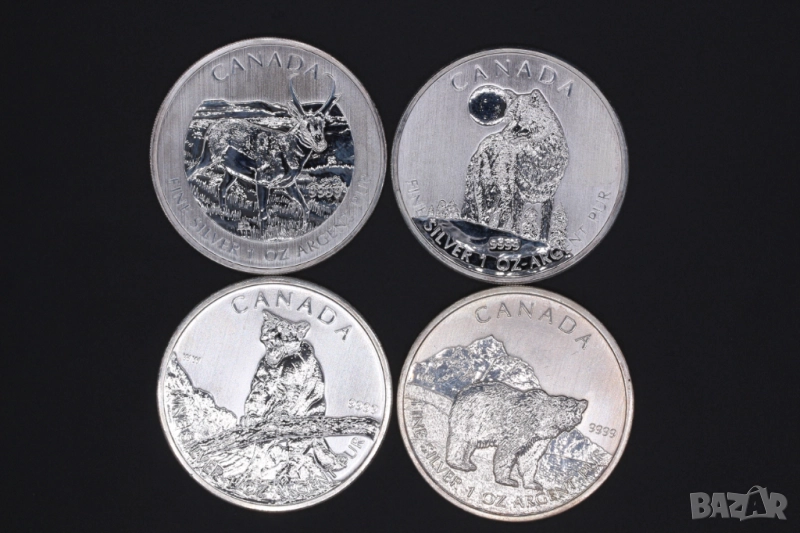 Кленов лист, Канада - серия Дивата природа - 4 х 1 oz / унция, инвестиционно сребро, снимка 1