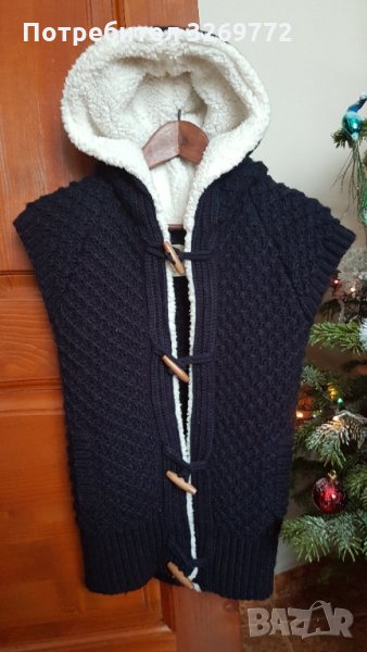 Плетен елек с качулка, размер S, снимка 1