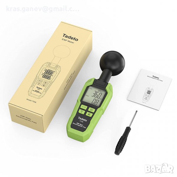 EMF Meter Tadeto EMF Meter с 3 чипа за 360° измерване LCD подсветка Голям екран EMF метър с факел, о, снимка 1
