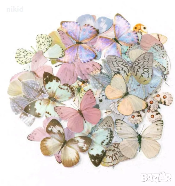 20 бр пастелни пеперуди самозалепващи лепенки стикери декор ръчна изработка украса лепенка, снимка 1