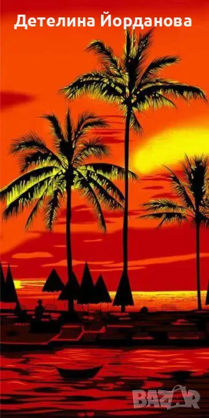 Плажна кърпа с дизайн на палма, 140 см х 70 см, снимка 1