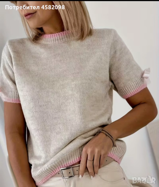 Дамски пуловер с къс ръкав, снимка 1