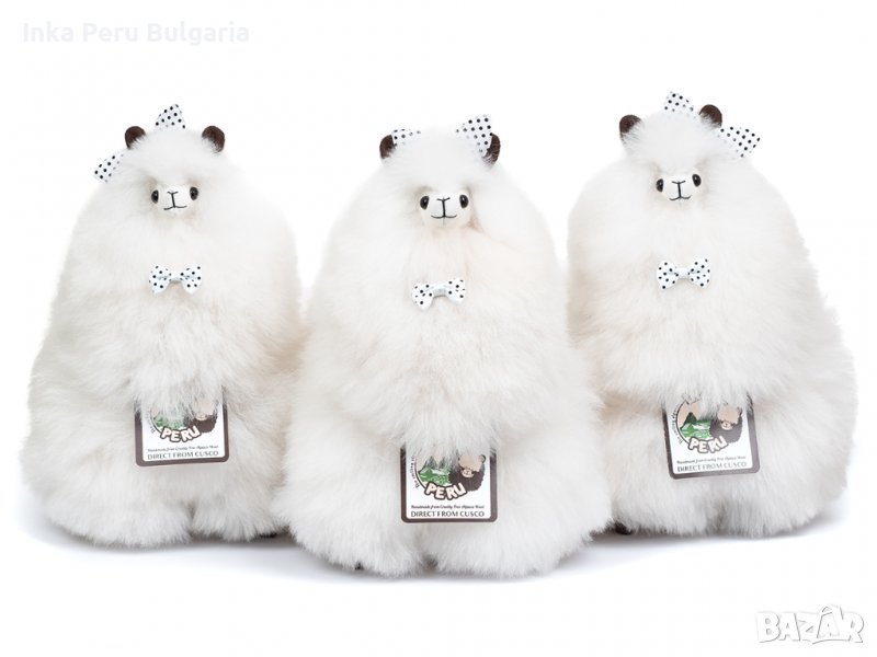  Усмихната алпака – малка, 23 см, Ivory White, снимка 1