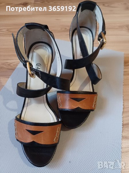 Дамски сандали на ток естествена кожа. , снимка 1