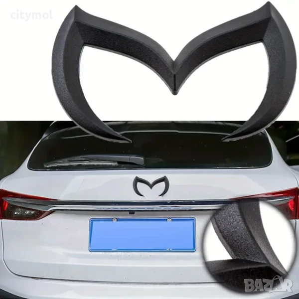 Матово черно спортно метално зло „M“ багажника на Mazda, снимка 1