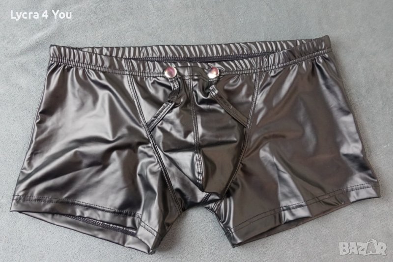 S/М нови мъжки кожени боксерки с предно разкопчаване., снимка 1