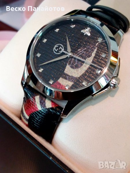GUCCI Snake Insignia Leather Strap Watch, 40mm-50%, снимка 1