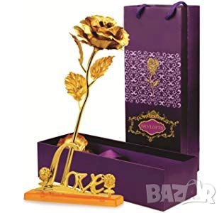 Преспапие Love с златна роза, снимка 1