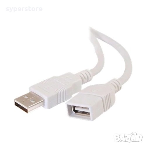 Кабел USB-A към USB-A 2.0 Digital One SP01176 Бял 3м, USB Type A to USB A M/F, снимка 1