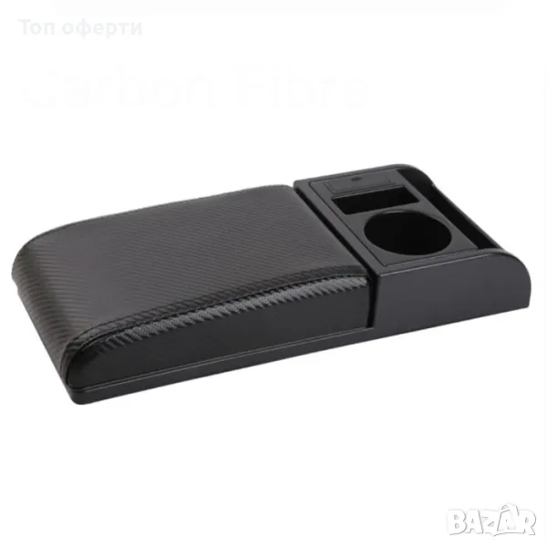 Подлакътник за кола с велкро, Подложка, Универсален, барче, еко кожа, карбон, снимка 1
