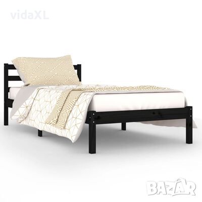 vidaXL Рамка за легло, борово дърво масив, 90х200 см, черна(SKU:810419, снимка 1