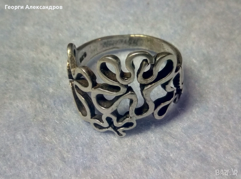 Нежен Флорален СРЕБЪРЕН ПРЪСТЕН Сребро 925 стилен Ажурен АРТ Модел, снимка 1