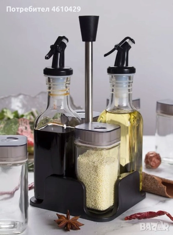 Комплект за подправки ЛУКС, оливерник 5 части!, снимка 1