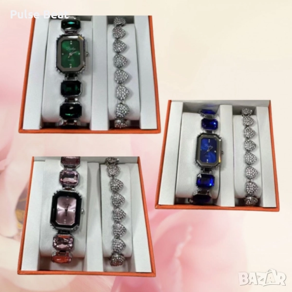 Луксозни дамски часовници с декоративни камъчета, снимка 1