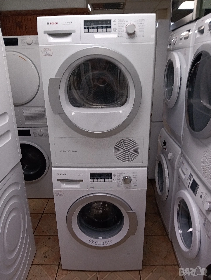 Комплект пералня и сушилня с термопомпа Бош Bosch Serie 6 A+++ 8кг 2 години гаранция!, снимка 1
