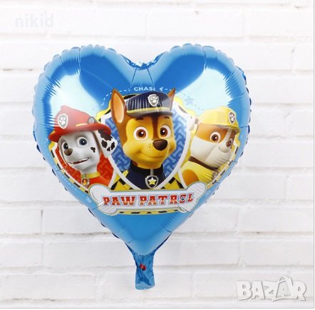 Чейс Маршал Рабъл от Пес Патрул Paw Pes Patrol Сърце фолио фолиев балон хелий или въздух парти, снимка 1