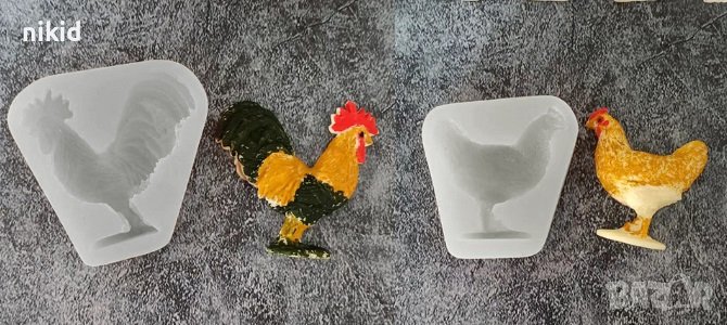 Петел Кокошка силиконов молд форма фондан шоколад смола, снимка 1