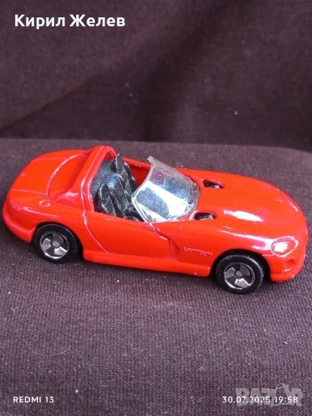 Метална количка DODGE VIPER Made in China кабриолет за КОЛЕКЦИЯ 20999, снимка 1
