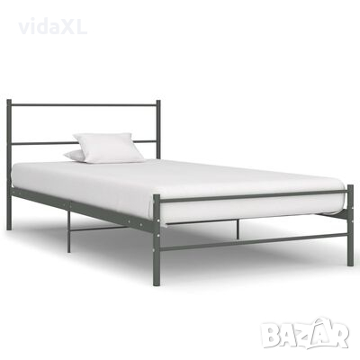 vidaXL Рамка за легло, сива, метал, 90x200 см（SKU:286493, снимка 1