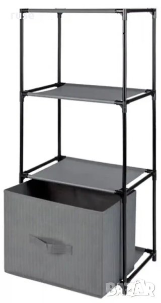 НОВИ! Метален регал етажерка с 3 рафта и кутия за съхранение 43х95х28см, снимка 1