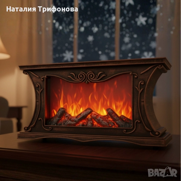 Декоративна LED камина с реалистичен ефект на пламък и жарава, снимка 1