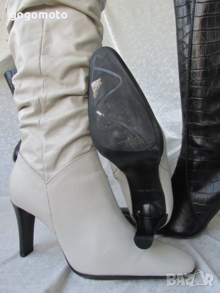 КАТО НОВИ дамски 36 - 37 кожени ботуши- бели,естествена кожа, made in BRAZIL, снимка 1