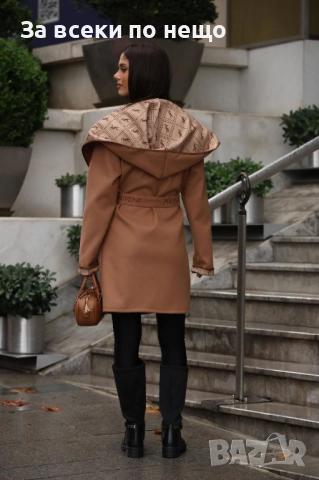 Yves Saint Laurent Дамско Кафяво Палто С Качулка Код A1078, снимка 2 - Палта, манта - 52313490