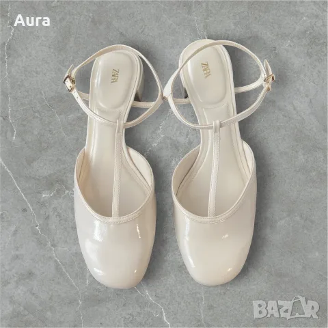 Zara T-strap low block-heeled shoes