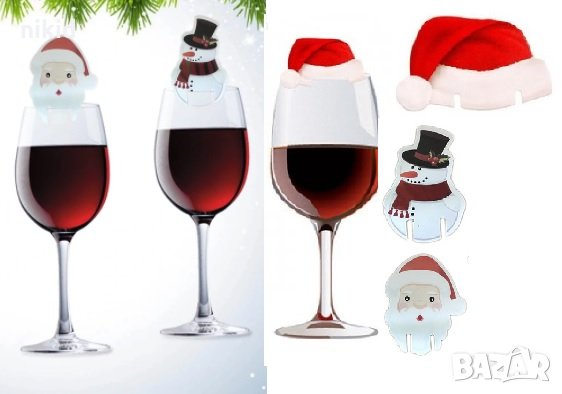 10 бр Картонена Коледна шапка  Дядо Коледа Снежен човек декор за чаша празнична украса