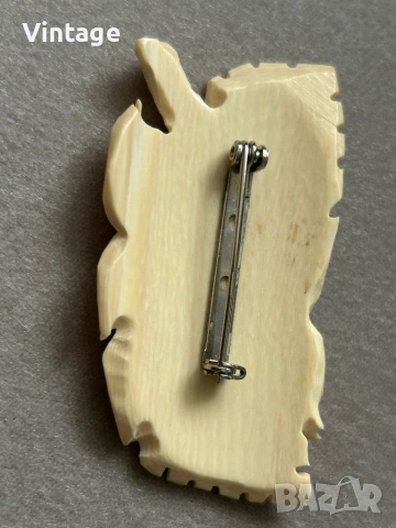 Антикварна брошка изработена от слонова кост , снимка 6 - Антикварни и старинни предмети - 54052711