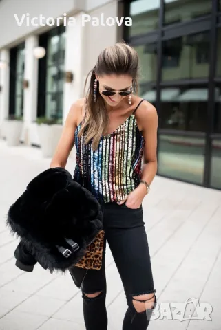 Красив бляскав топ за парти, снимка 17 - Корсети, бюстиета, топове - 49624769