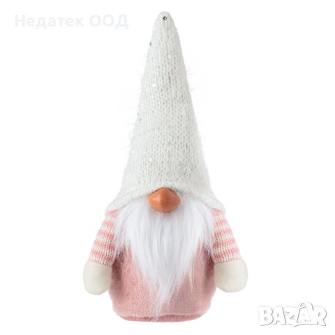 Коледна фигура, Гном с гащиризон, 26.5 см, Бяла/ розова, снимка 2 - Декорация за дома - 42701327
