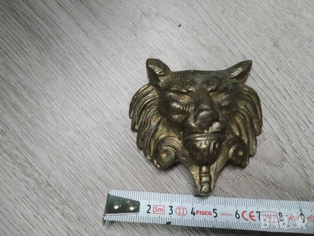 БРОНЗОВА АПЛИКАЦИЯ-ЛЪВСКА ГЛАВА, снимка 2 - Други ценни предмети - 37749734