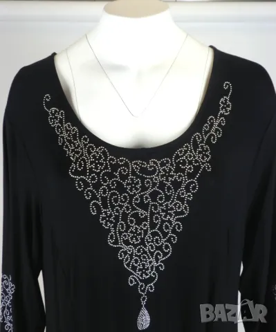 XXL-XXXL Дълга черна трикотажна рокля, снимка 2 - Рокли - 50349357