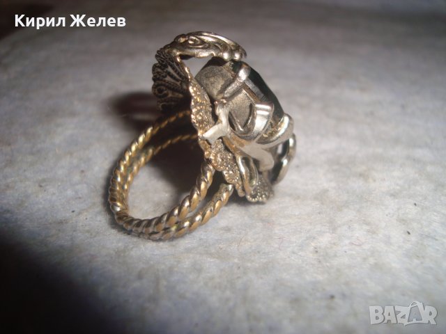 СТАР СКЪПОЦЕНЕН РЕТРО МЕДЕН ПОСРЕБРЕН ПРЪСТЕН с ОГРОМЕН ЮВЕЛИРНО ФАСЕТИРАН НАТУРАЛЕН ПЕРИДОТ 74201, снимка 11 - Антикварни и старинни предмети - 36772027