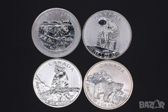 Кленов лист, Канада - серия Дивата природа - 4 х 1 oz / унция, инвестиционно сребро