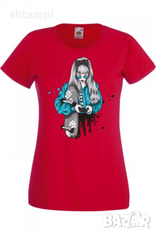 Дамска Тениска Scate woman,Изненада,Повод,Подарък,Празник, снимка 9 - Тениски - 37639469