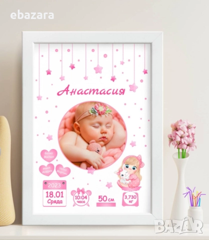 Постер-Бебешки визитки със снимка по избор♥️♥️♥️, снимка 5 - Декорация за дома - 51534745