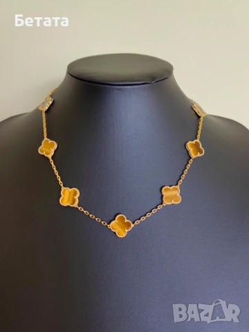 Златно дамско колие с 10 детелини от тигрово око, Van Cleef & Arpels