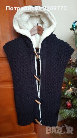 Плетен елек с качулка, размер S