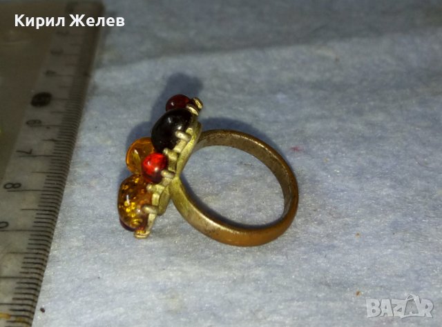 ПРЕКРАСЕН СТАР КЕХЛИБАРЕН МЕДЕН СКЪПОЦЕНЕН РЕТРО ПРЪСТЕН 27576, снимка 3 - Антикварни и старинни предмети - 42116400
