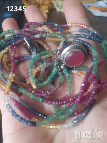 Огърлица естествени камъни,  сребърна закопчалка- рубин, снимка 3 - Колиета, медальони, синджири - 51394768