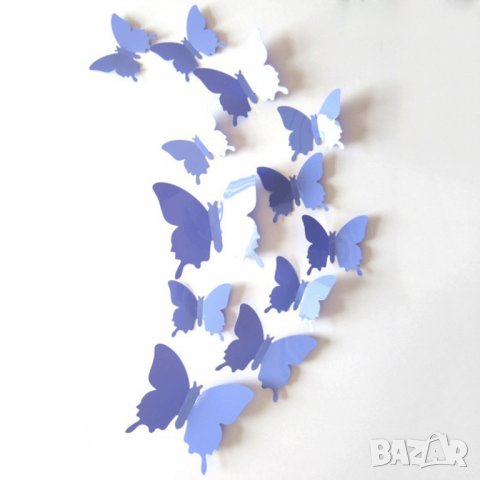 12 броя комплект 3D стикери за стена с пеперуди, снимка 8 - Декорация за дома - 38559320